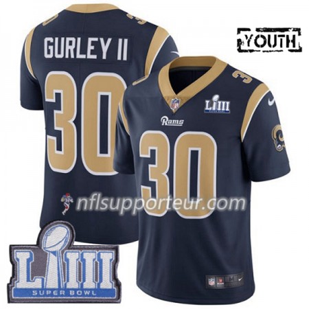 Maillot Enfant Los Angeles Rams Todd Gurley II 30 Nike Bleu 2019 Super Bowl LIII